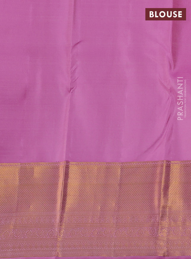 Pure kanchipuram silk saree light pink with allover zari woven leheriya weaves and long rich zari woven border