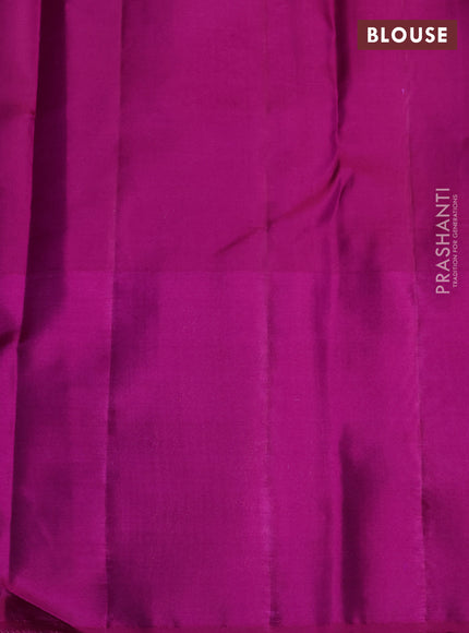 Pure kanchipuram silk saree purple with allover zari woven brocade weaves and parrot design zari woven border