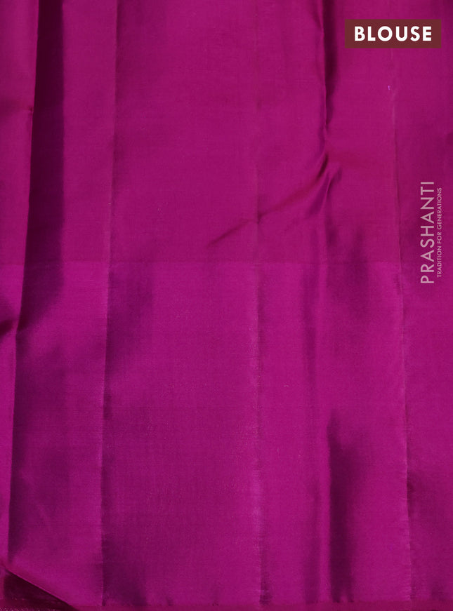 Pure kanchipuram silk saree purple with allover zari woven brocade weaves and parrot design zari woven border