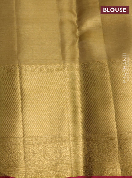 Pure kanchipuram tissue silk saree gold and pink with allover zari woven brocade weaves and long zari woven border