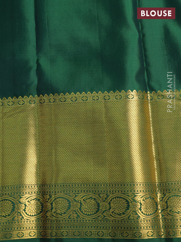 Pure kanchipuram silk saree light blue and green with allover zari woven brocade weaves and zari woven border