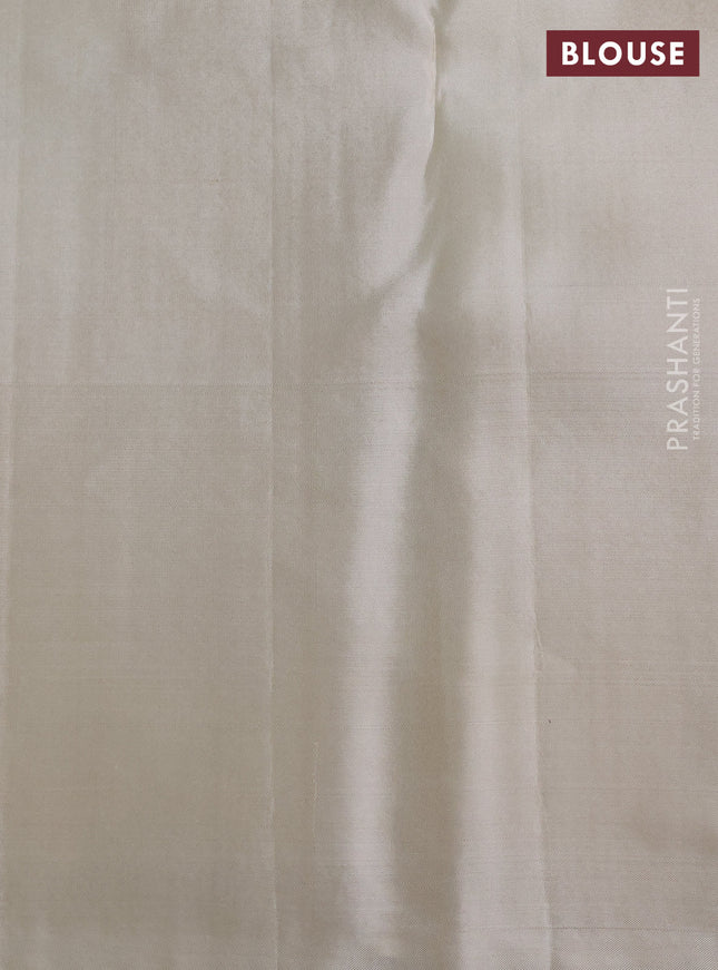 Pure kanchipuram silk saree off white with allover zari woven brocade weaves and zari woven border