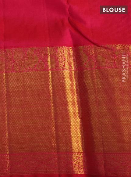 Pure kanchipuram silk saree cream and pink with allover zari woven 1000 butta weaves and zari woven border