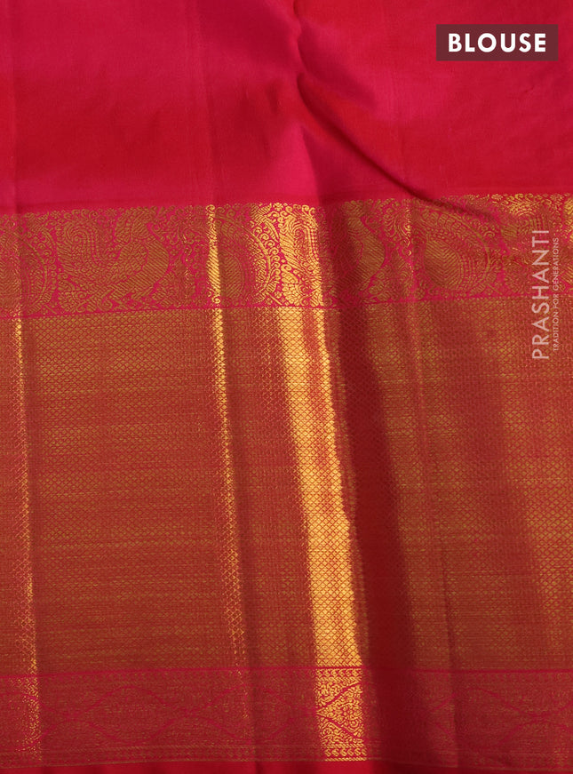 Pure kanchipuram silk saree cream and pink with allover zari woven 1000 butta weaves and zari woven border