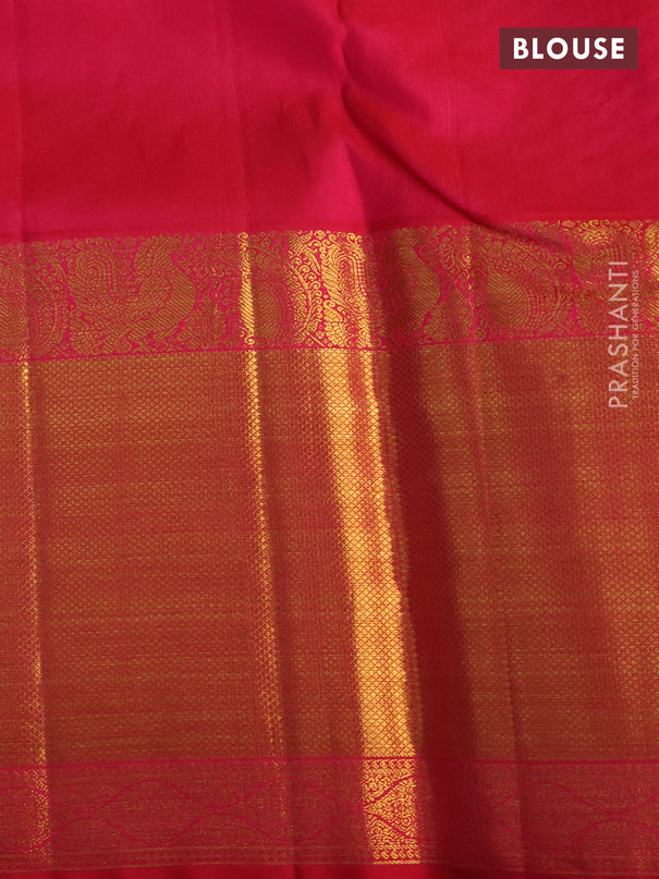 Pure kanchipuram silk saree cream and pink with allover zari woven 1000 butta weaves and zari woven border