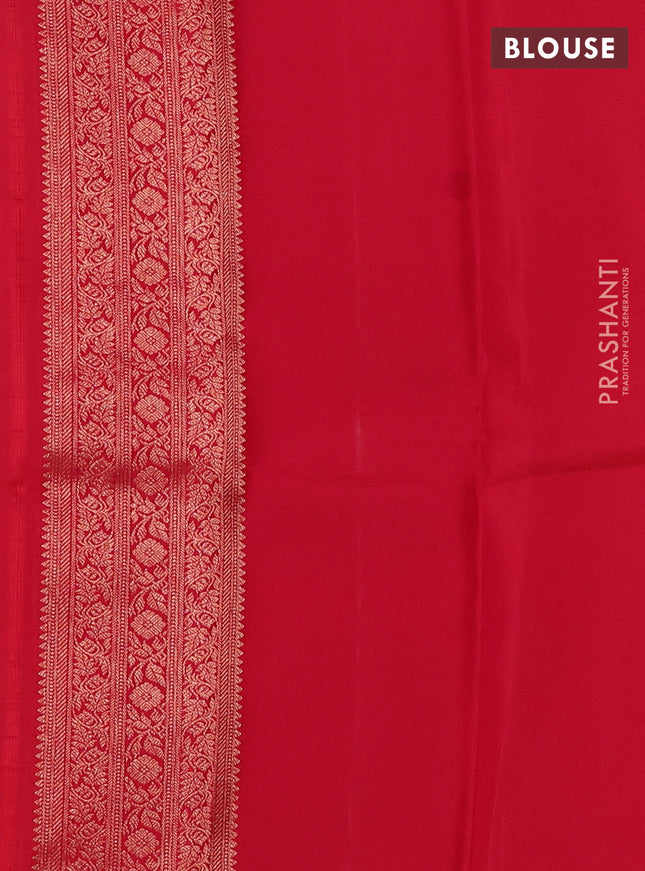 Pure kanchipuram silk saree red with allover zari woven brocade weaves and zari woven border