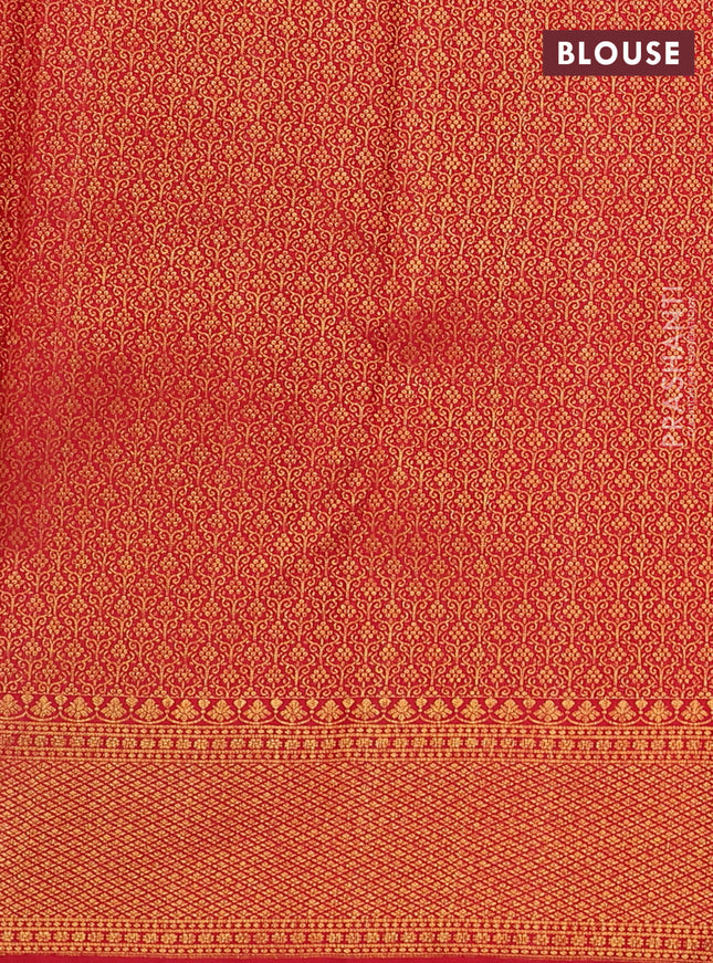 Pure kanchipuram silk saree red with allover zari woven brocade weaves and zari woven border