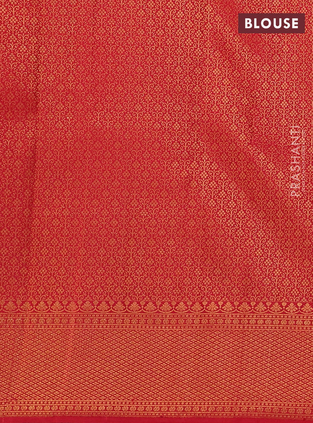 Pure kanchipuram silk saree red with allover zari woven brocade weaves and zari woven border
