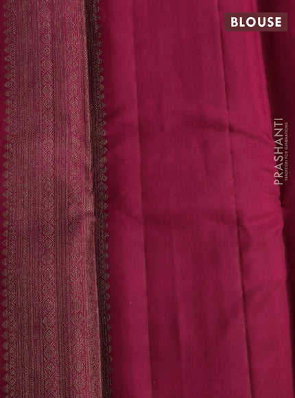 Pure kanchipuram silk saree magenta pink with allover antique zari weaves and woven border