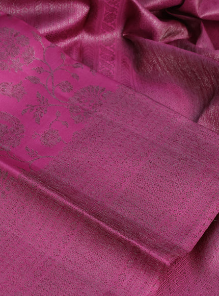 Pure kanchipuram silk saree mauve pink with allover antique zari weaves and woven border