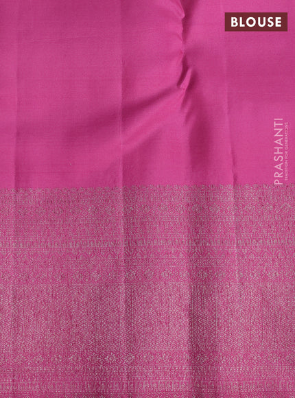 Pure kanchipuram silk saree mauve pink with allover antique zari weaves and woven border