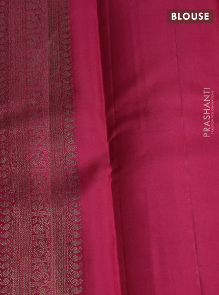 Pure kanchipuram silk saree magenta pink with allover antique zari weaves and woven border