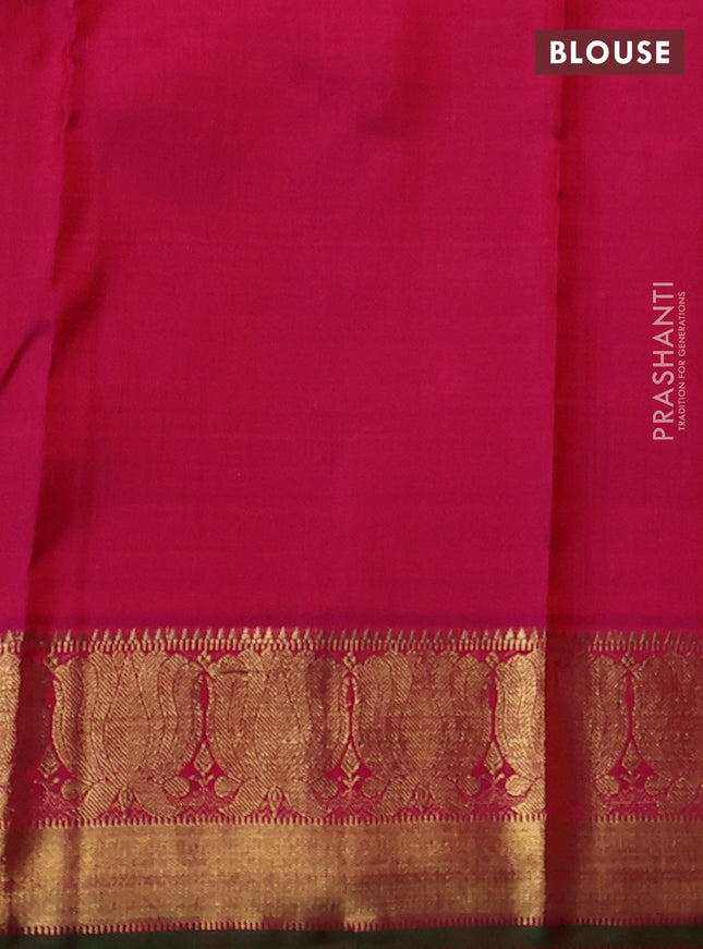 Pure kanchipuram silk saree orange and pink with allover self emboss and rich zari woven border