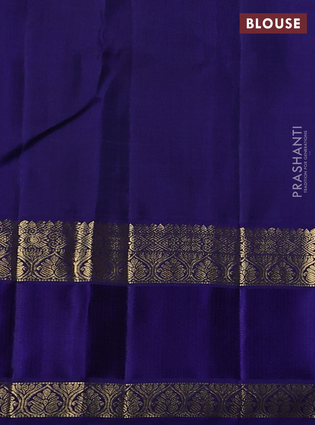 Pure kanchipuram silk saree light blue and blue with zari woven buttas and rich zari woven korvai border