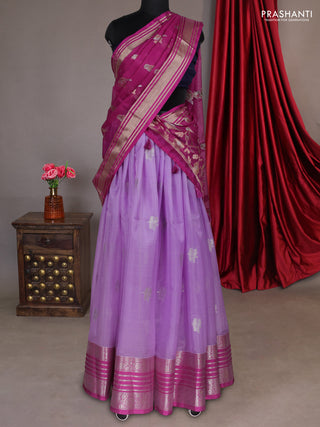 Cotton zari kota unstitched lehenga lavender and purple with zari woven buttas