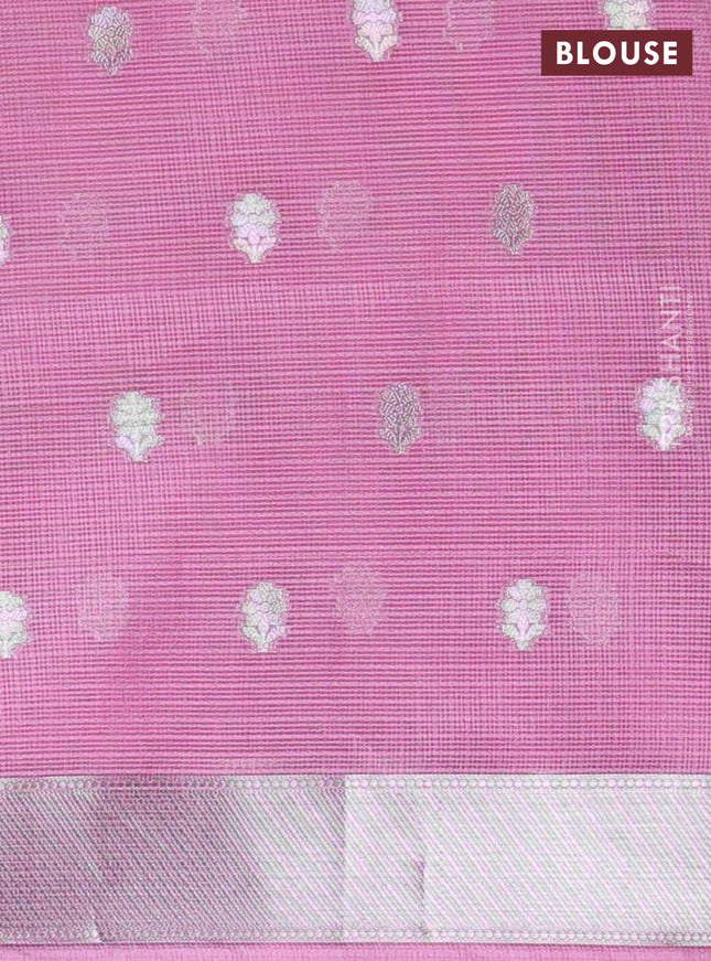 Cotton zari kota unstitched lehenga pastel lavender and light pink with geometric zari weaves & jamdhani weaving