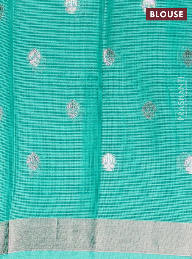 Cotton zari kota unstitched lehenga lavender and teal green with allover jamdhani weaves