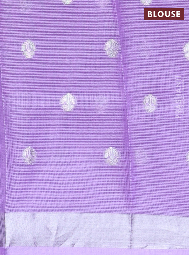 Cotton zari kota unstitched lehenga magenta pink and lavender with silver zari buttas & jamdhani weaves