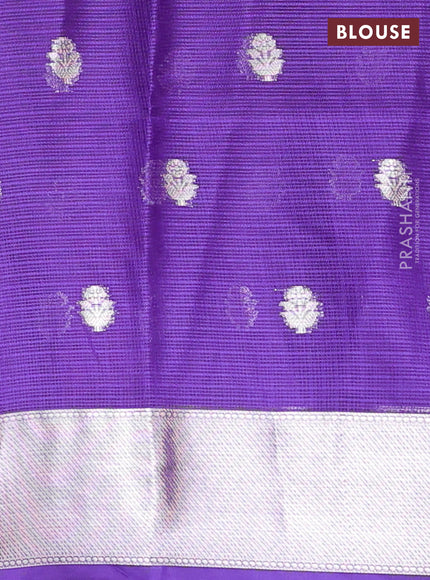 Cotton zari kota unstitched lehenga teal blue and blue with silver zari buttas & jamdhani weaves