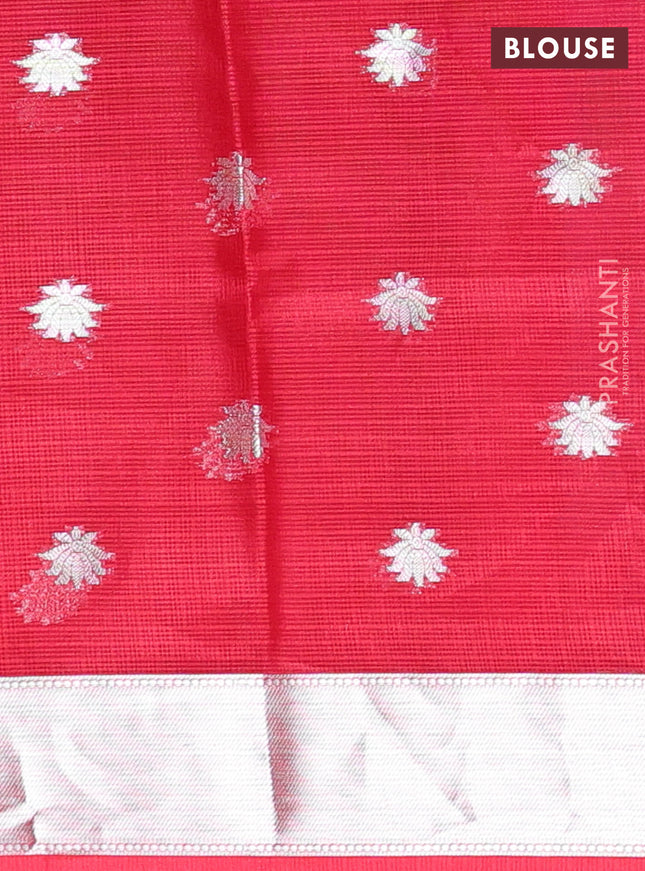 Cotton zari kota unstitched lehenga lavender and maroon with silver zari buttas & jamdhani weaves