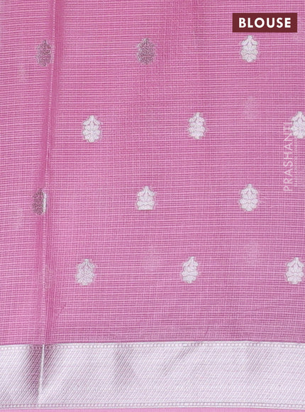 Cotton zari kota unstitched lehenga pastel lavender and light pink with silver zari buttas & jamdhani weaves
