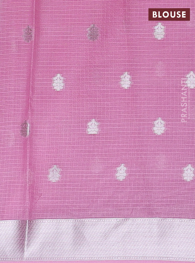 Cotton zari kota unstitched lehenga pastel lavender and light pink with silver zari buttas & jamdhani weaves