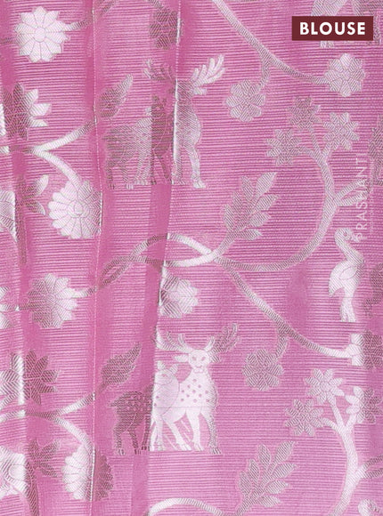 Cotton zari kota unstitched lehenga purple and light pink with allover zari buttas