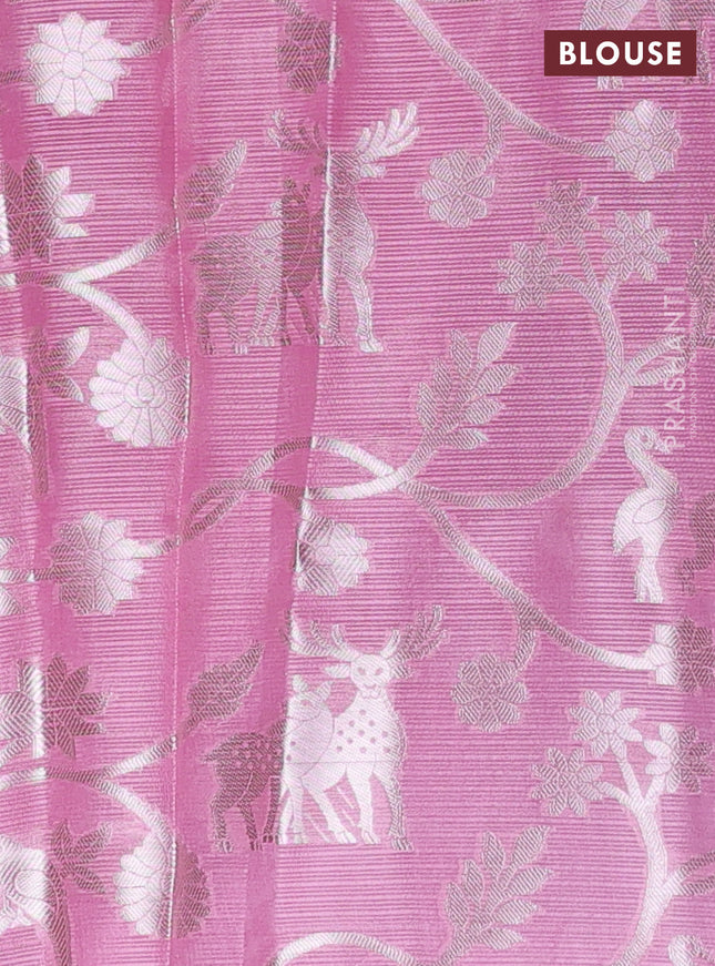 Cotton zari kota unstitched lehenga purple and light pink with allover zari buttas
