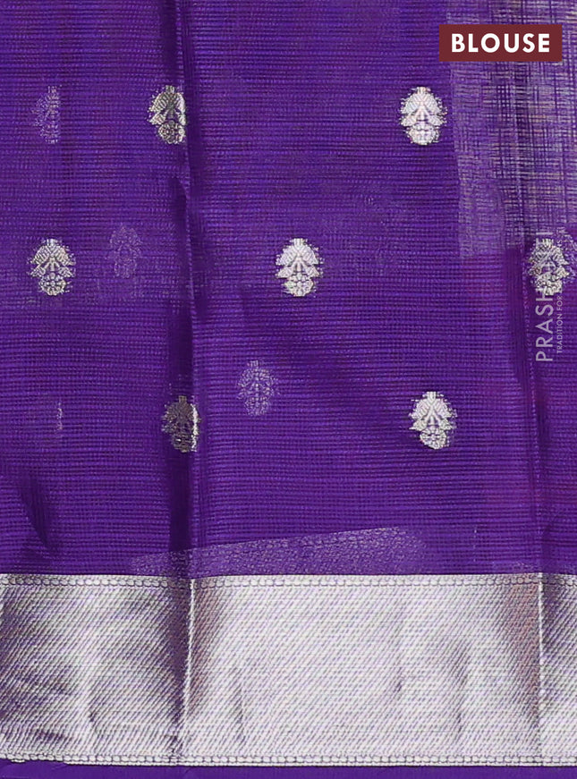 Cotton zari kota unstitched lehenga lavender and violet with silver zari buttas & jamdhani weaves