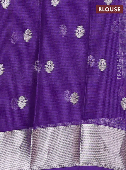 Cotton zari kota unstitched lehenga light pink and blue with silver zari buttas & jamdhani weaves