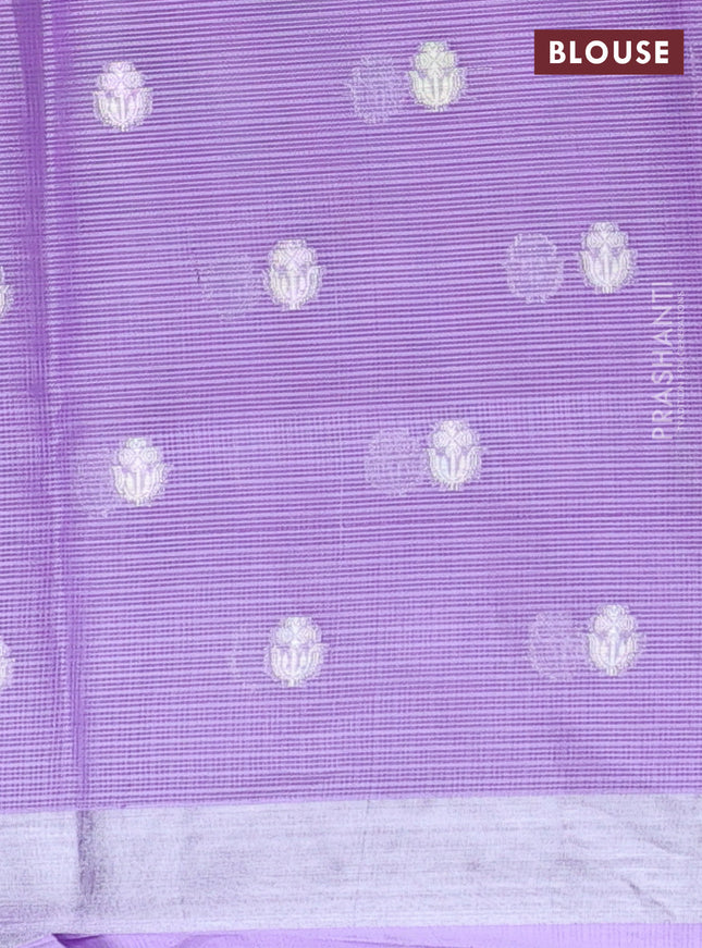 Cotton zari kota unstitched lehenga magenta pink and lavender with silver zari buttas & jamdhani weaves