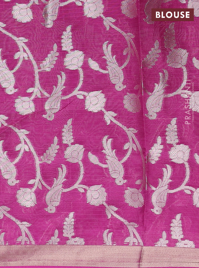 Cotton zari kota unstitched lehenga rust shade and purple with allover zari buttas