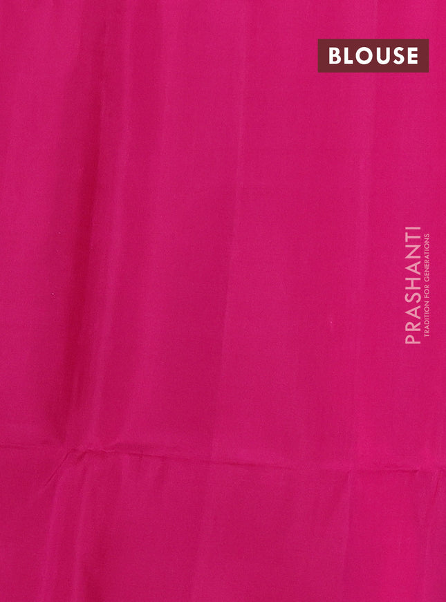 Pure soft silk saree teal green and pink with zari woven buttas in borderless style