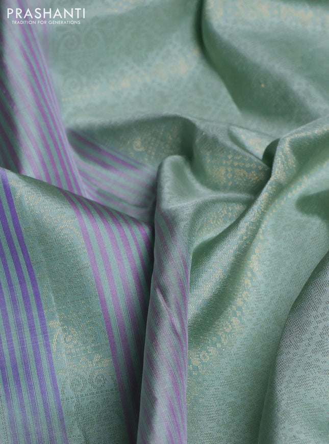 Pure soft silk saree pastel green with allover thread & zari weaves in borderless style