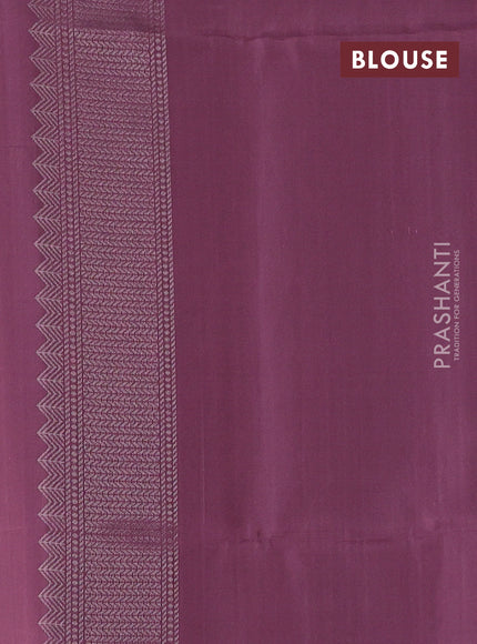 Pure soft silk saree teal blue and pastel purple with allover silver zari brocade weaves in borderless style