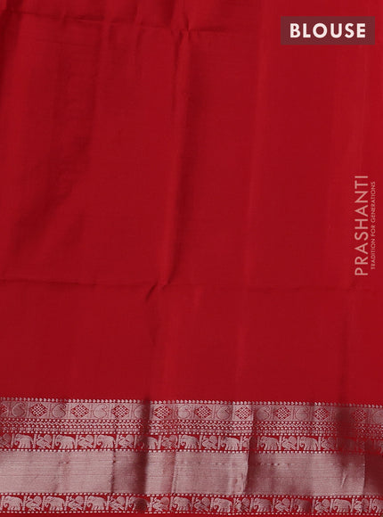 Pure soft silk saree red with allover silver annam zari woven buttas and zari woven border