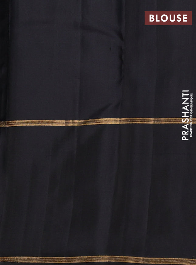 Pure soft silk saree blue and black with allover zari stripes pattern and rettapet zari woven border