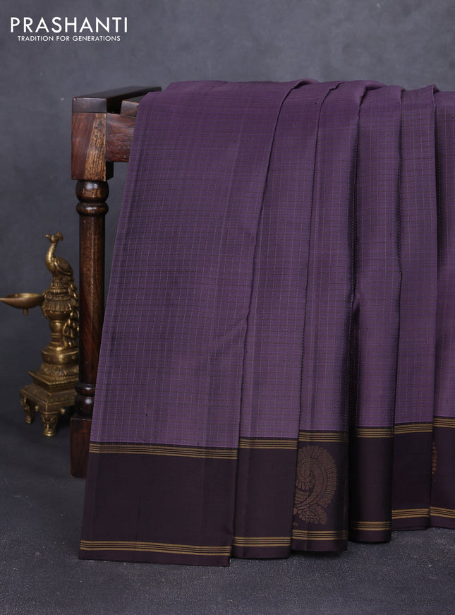 Pure soft silk saree pastel purple and coffee brown with allover zari weaves  and rettapet zari woven butta border