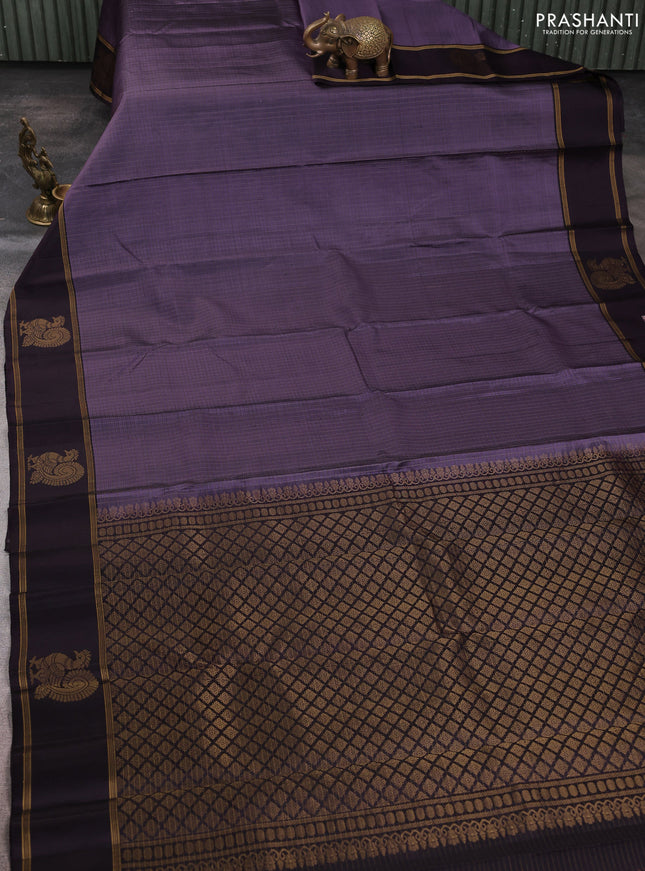 Pure soft silk saree pastel purple and coffee brown with allover zari weaves  and rettapet zari woven butta border