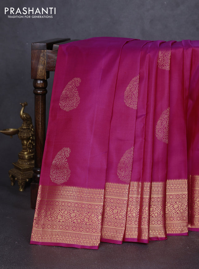 Pure soft silk saree pink with paisley zari woven buttas and zari woven border