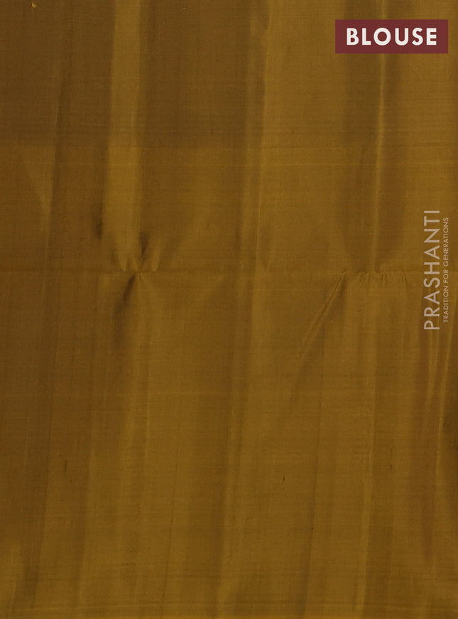 Pure soft silk saree grey and mustard yellow with silver zari woven buttas and piping border