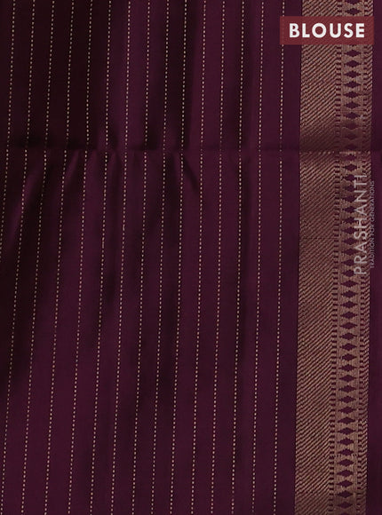 Pure soft silk saree wine shade and dual shade of green with half & half style and long zari woven border