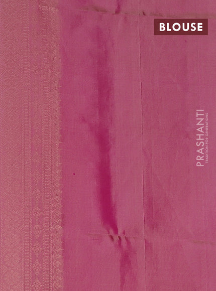 Pure soft silk saree peach shade and purple with allover zari brocade weaves and piping border