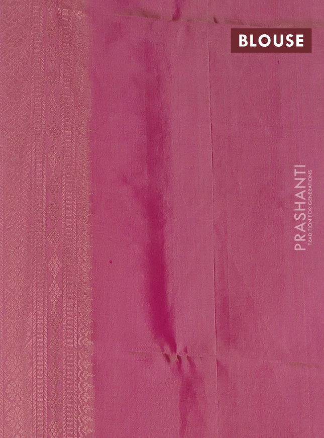 Pure soft silk saree peach shade and purple with allover zari brocade weaves and piping border