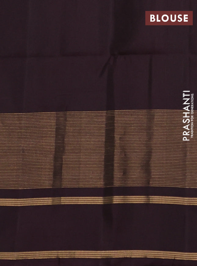 Pure soft silk saree grey and coffee brown with allover thread weaves and rettapet zari woven border