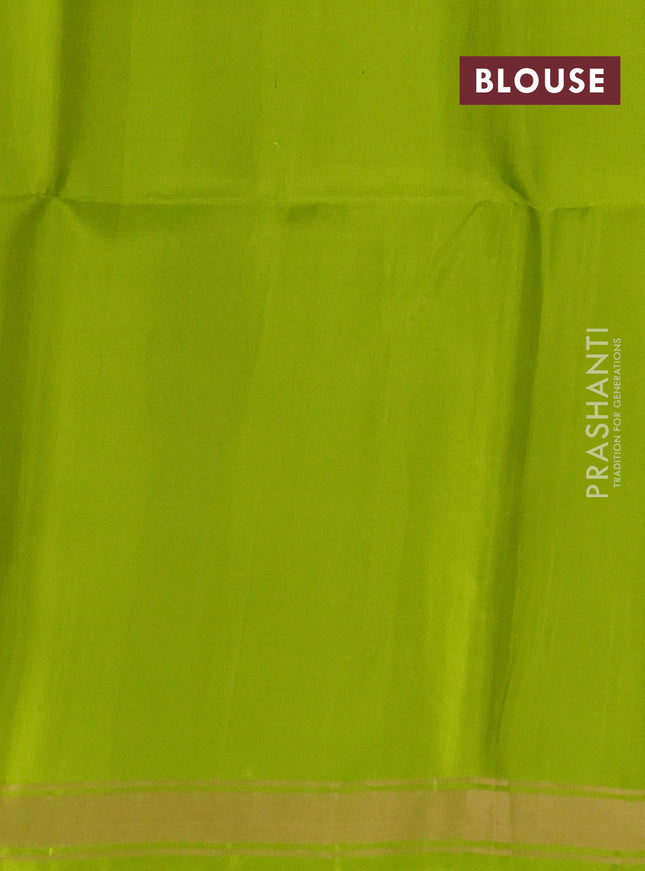 Pure soft silk saree blue and light green with allover zari weaves and zari woven border