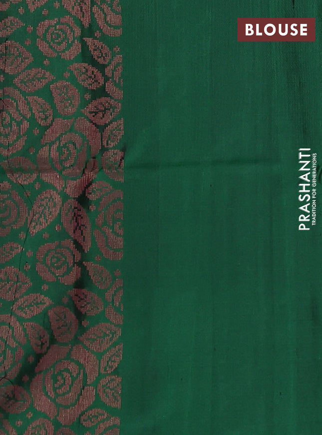 Pure soft silk saree bottle green with allover thread & zari woven buttas and thread & zari woven border