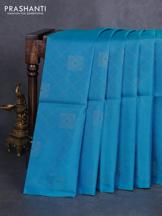 Pure soft silk saree cs blue and pastel purple with allover brocade weaves in borderless style