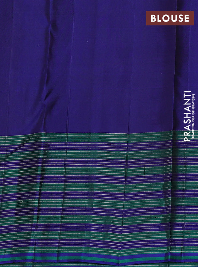 Pure soft silk saree yellow and blue with allover zari brocade weaves and zari woven border