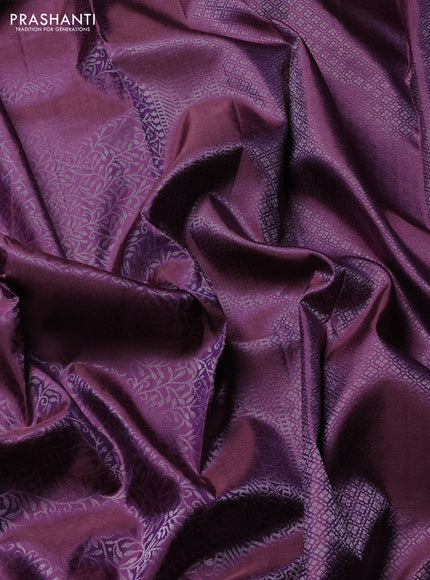 Pure soft silk saree purple with allover zari brocade weaves and zari woven border